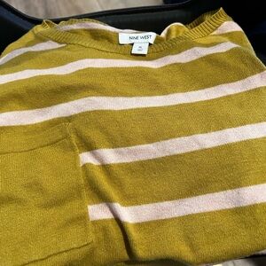 Nine West Women's Sweater - Mustard and Cream Stripes